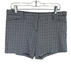 Laundry By Shelli Segal Black White Fan Print Cotton Chino Shorts Size 10